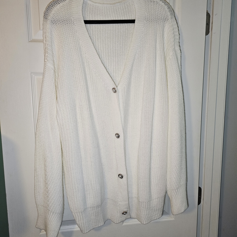 SHEIN Cream Button-Up Cardigan